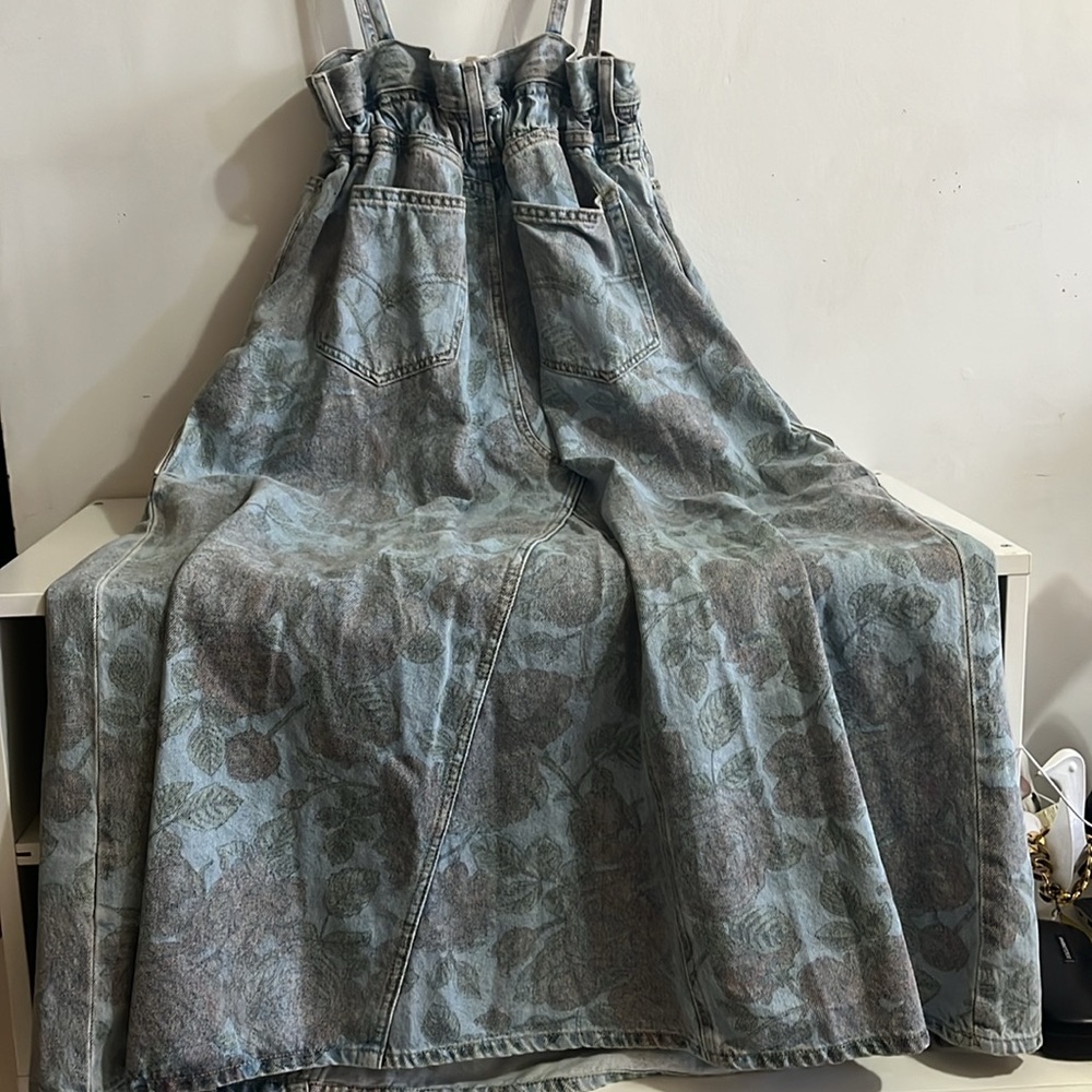 Ganni x Levi’s Cinched Floral Print Denim Midi Dress Size XXS - Picture 10 of 13